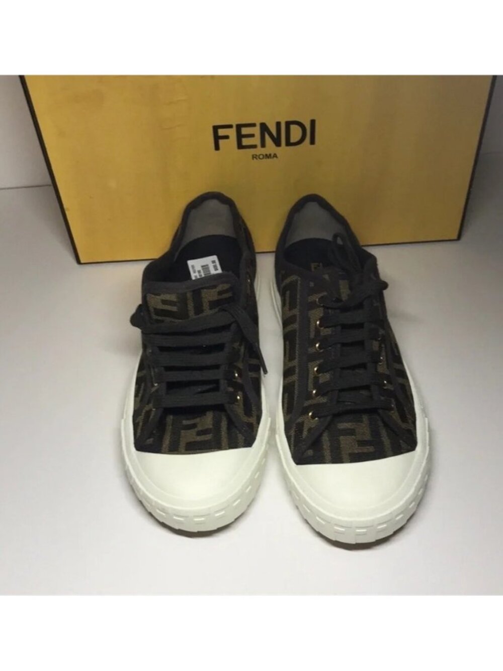 New Authentic Fendi Women Brown and Black Sneakers Size 39.5